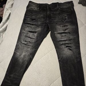 Distressed Black Men Jeans Jordan Craig 42 X33 Heavy Distressed